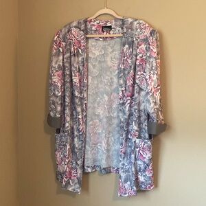 Vintage Women’s Whirlaway Floral Cardigan with Shoulder Pads Size 24